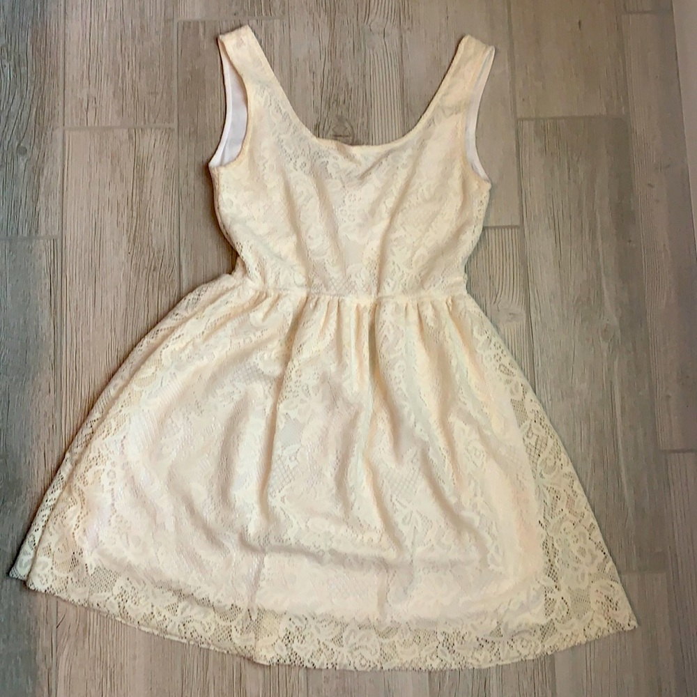 A’gaci creme lace skater dress